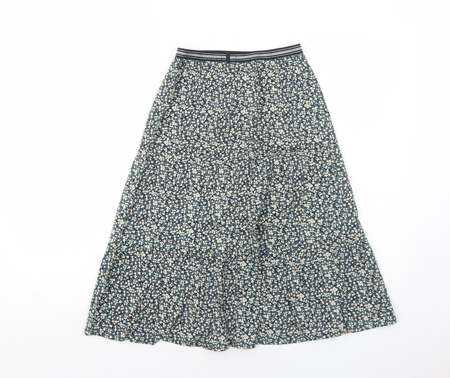 NEXT Girls Black Floral Viscose Maxi Skirt Size 9 Years Regular Pull On