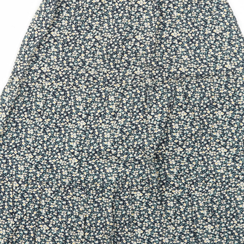 NEXT Girls Black Floral Viscose Maxi Skirt Size 9 Years Regular Pull On