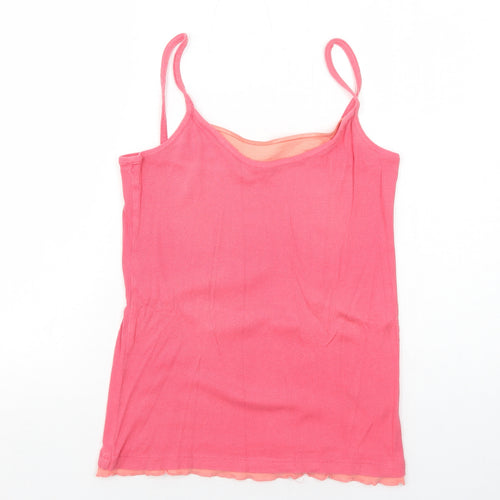 Marks and Spencer Womens Pink Cotton Basic Tank Size 16 Round Neck