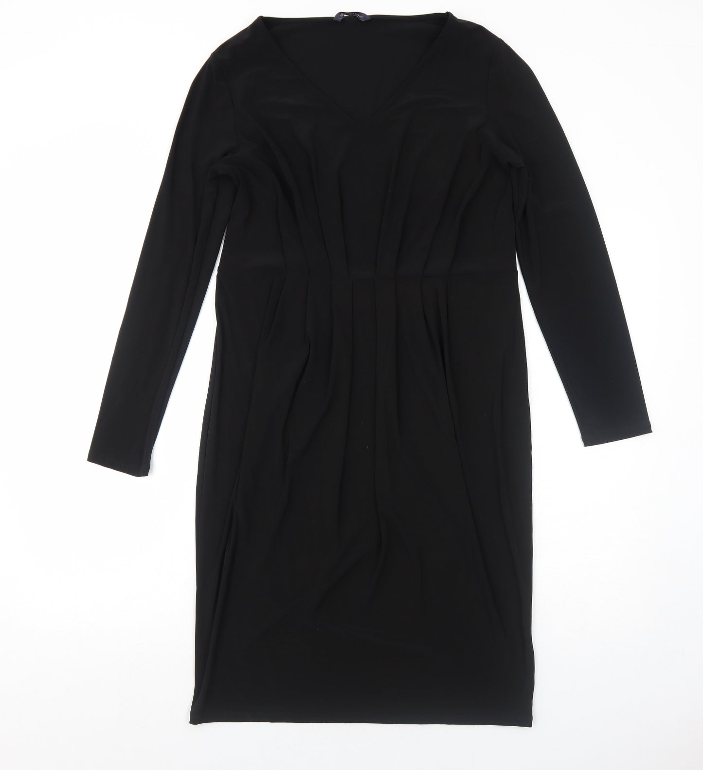 Marks and Spencer Womens Black Polyester A-Line Size 14 Round Neck Pullover