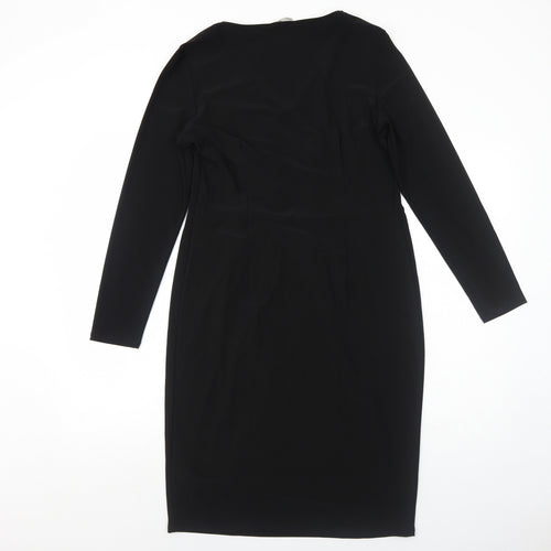 Marks and Spencer Womens Black Polyester A-Line Size 14 Round Neck Pullover