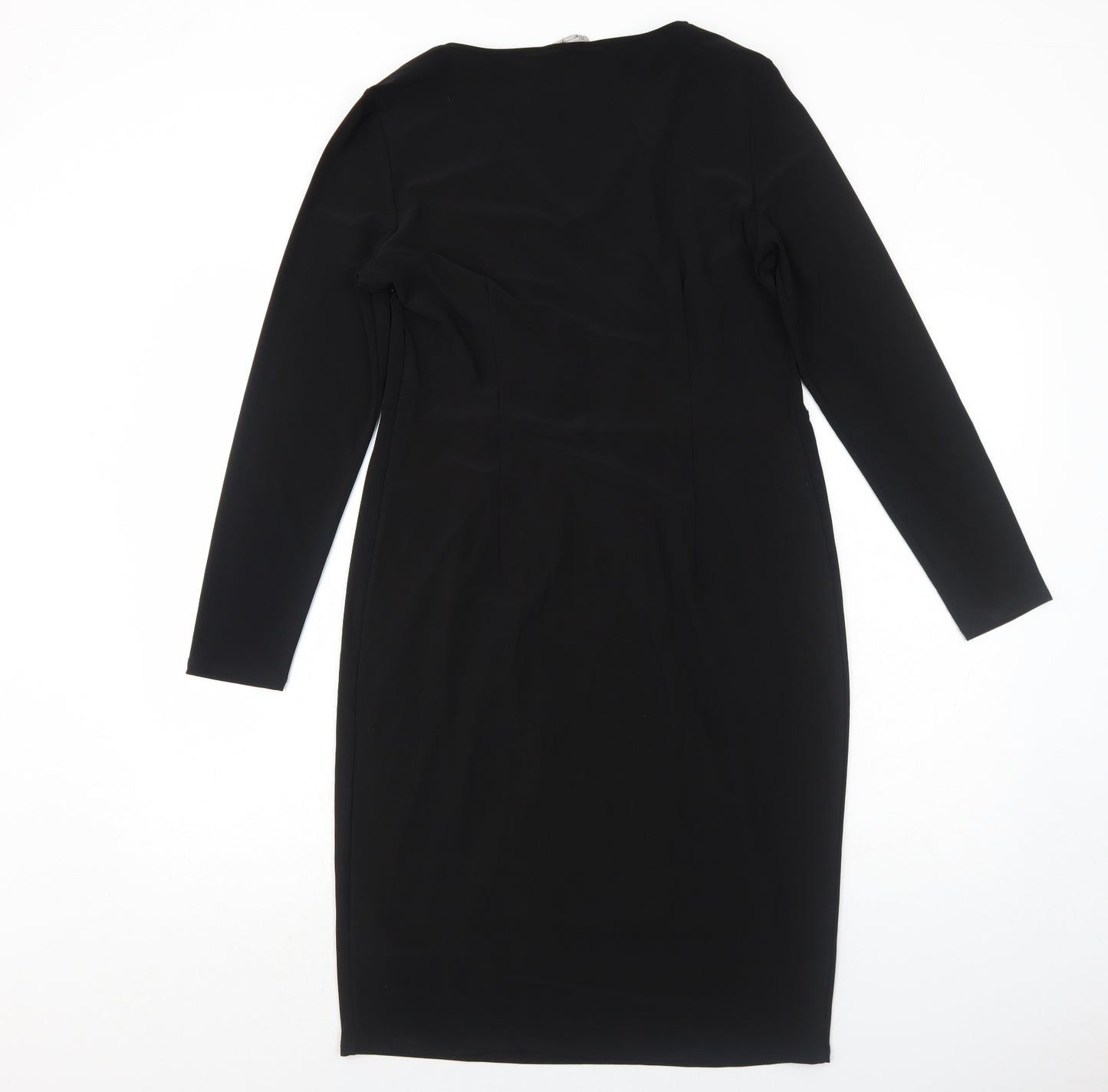 Marks and Spencer Womens Black Polyester A-Line Size 14 Round Neck Pullover