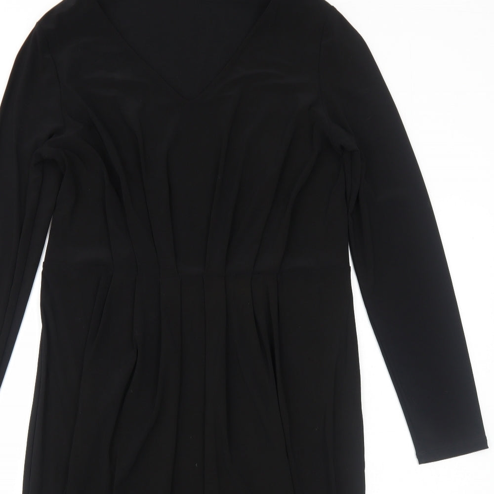 Marks and Spencer Womens Black Polyester A-Line Size 14 Round Neck Pullover