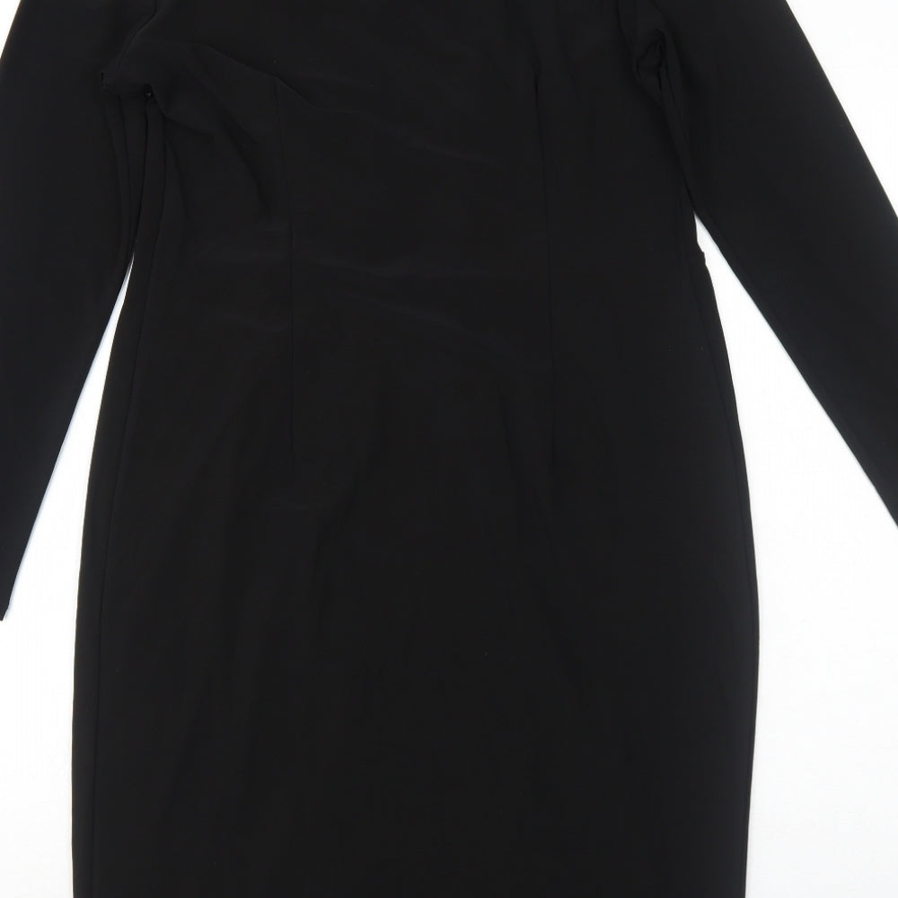 Marks and Spencer Womens Black Polyester A-Line Size 14 Round Neck Pullover