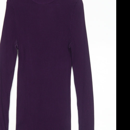 Bershka Womens Purple Paisley Viscose Bodycon Size M Round Neck Pullover