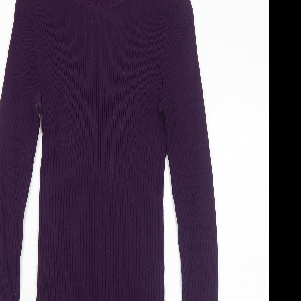 Bershka Womens Purple Paisley Viscose Bodycon Size M Round Neck Pullover