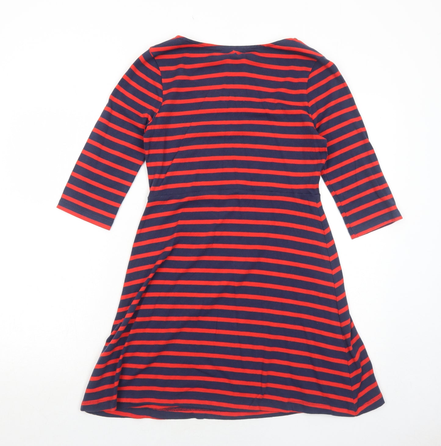 Johnnie B. Womens Blue Striped Polyester Fit & Flare Size M Round Neck Pullover