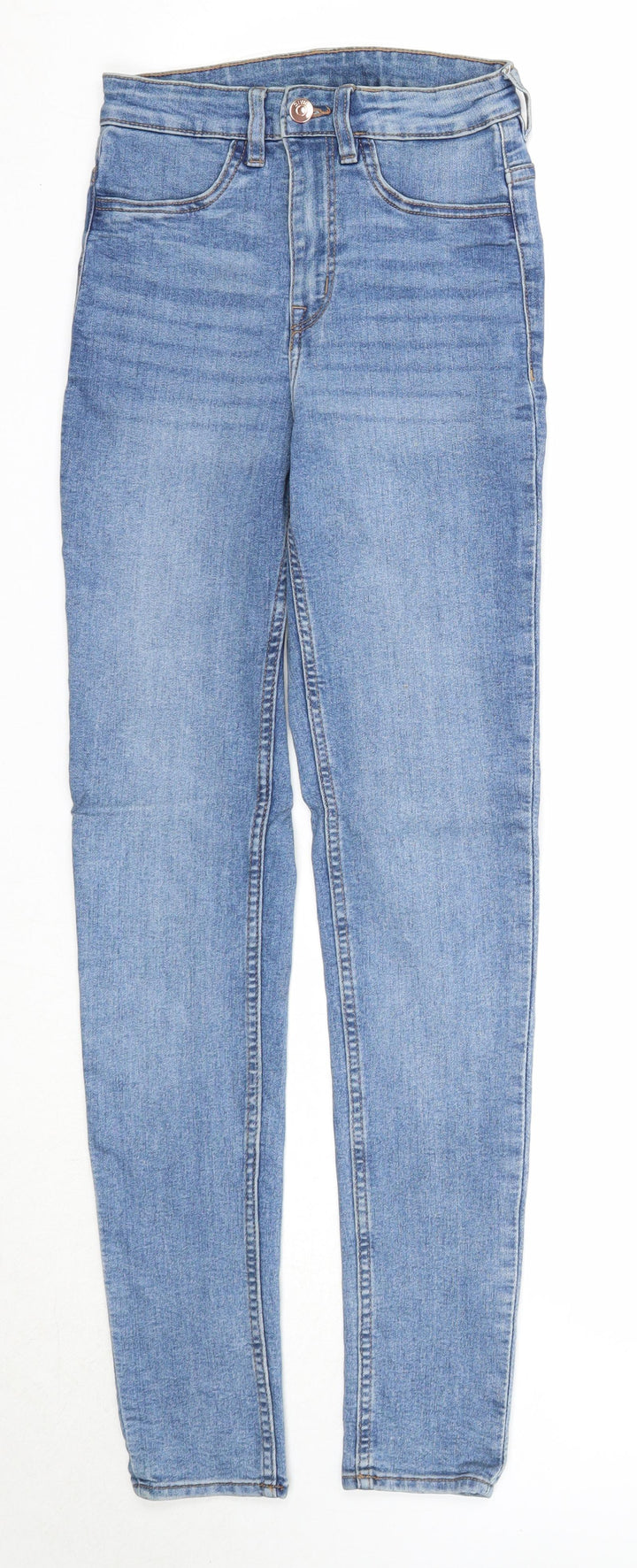 Divided Womens Blue Herringbone Cotton Skinny Jeans Size 6 Regular Zip