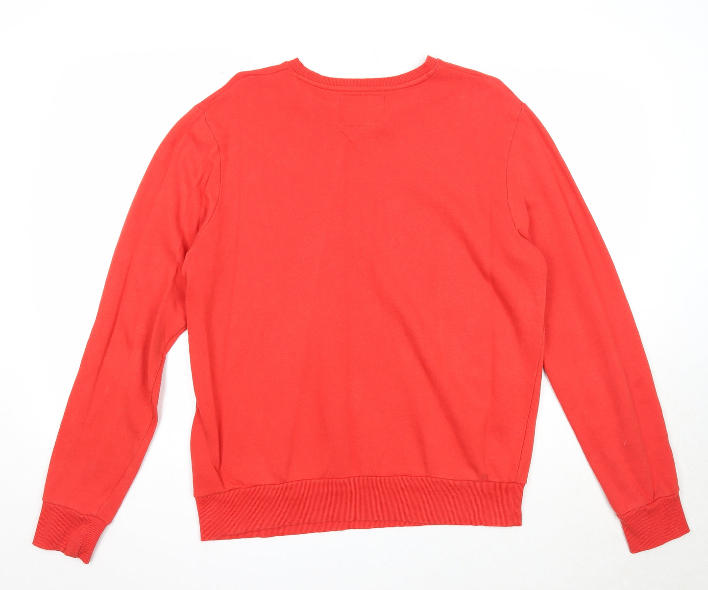 Preworn Mens Red Fair Isle Cotton Pullover Sweatshirt Size L - Merry Christmas