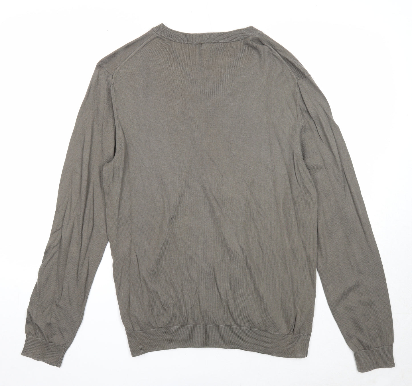 Gap Mens Green V-Neck Cotton Pullover Jumper Size L Long Sleeve