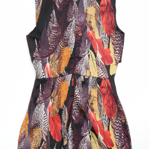 Love Womens Multicoloured Geometric Polyester A-Line Size S Boat Neck Zip