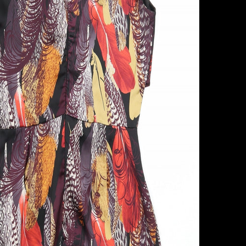 Love Womens Multicoloured Geometric Polyester A-Line Size S Boat Neck Zip