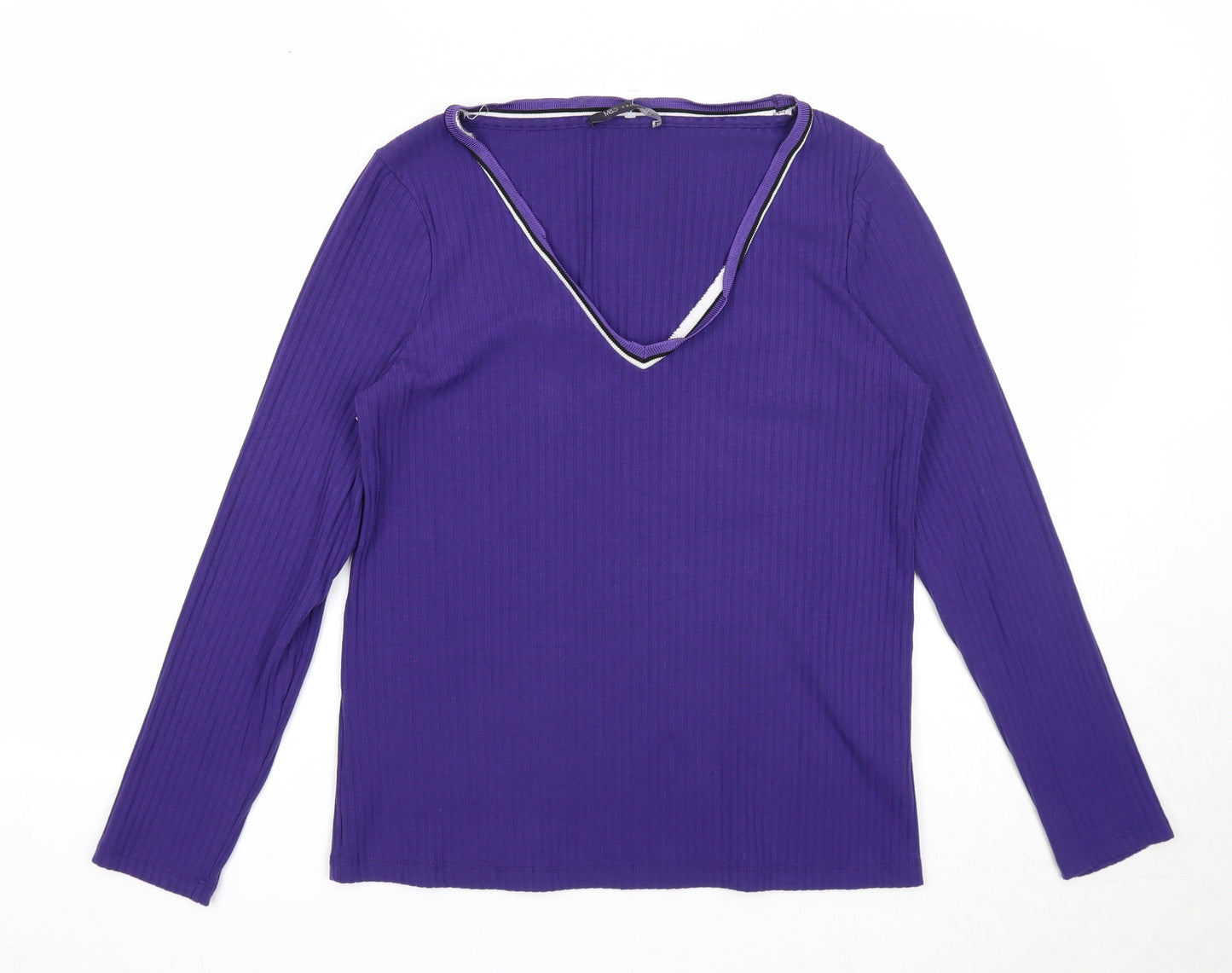 Marks and Spencer Womens Purple V-Neck Polyester Pullover Jumper Size 14