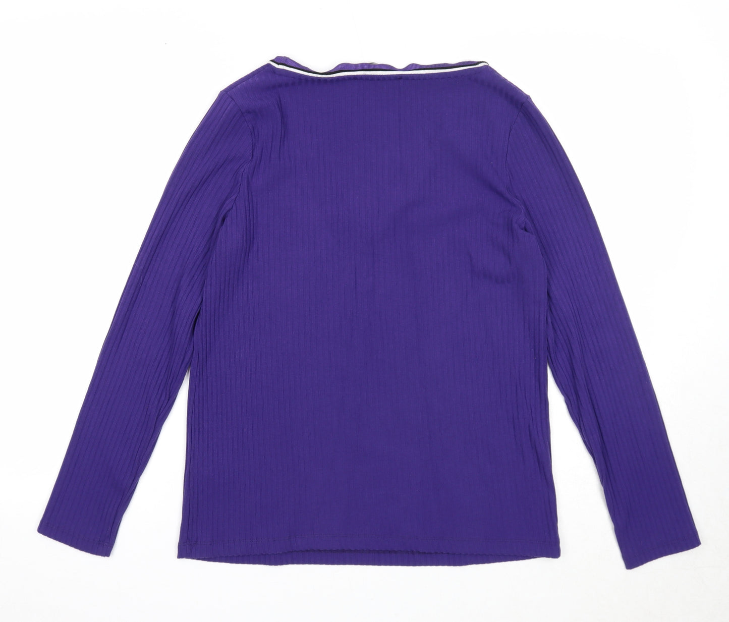 Marks and Spencer Womens Purple V-Neck Polyester Pullover Jumper Size 14