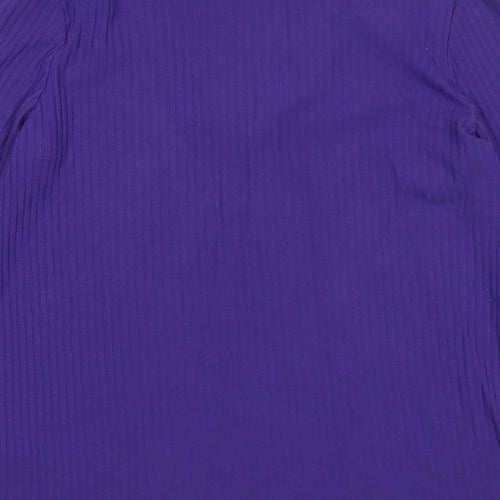 Marks and Spencer Womens Purple V-Neck Polyester Pullover Jumper Size 14
