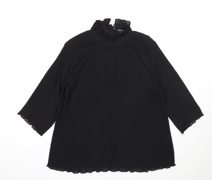 Monki Womens Black Polyester Basic Blouse Size XS Mock Neck