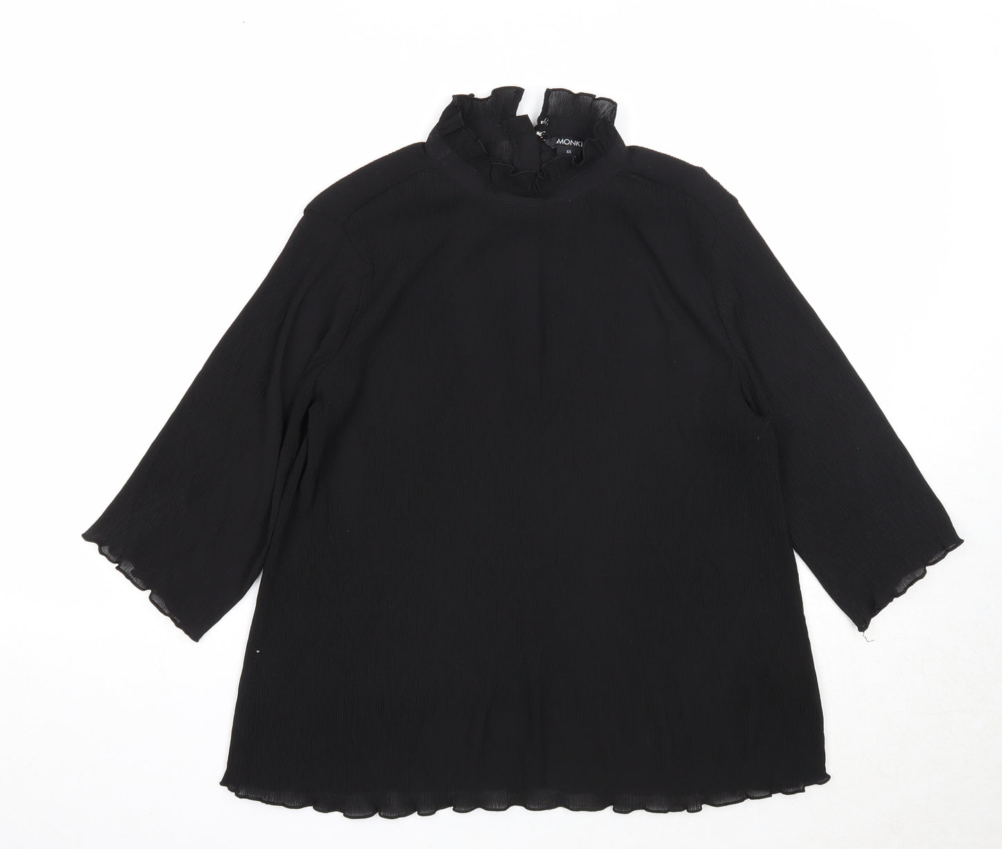 Monki Womens Black Polyester Basic Blouse Size XS Mock Neck