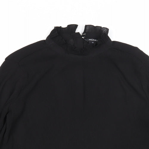 Monki Womens Black Polyester Basic Blouse Size XS Mock Neck