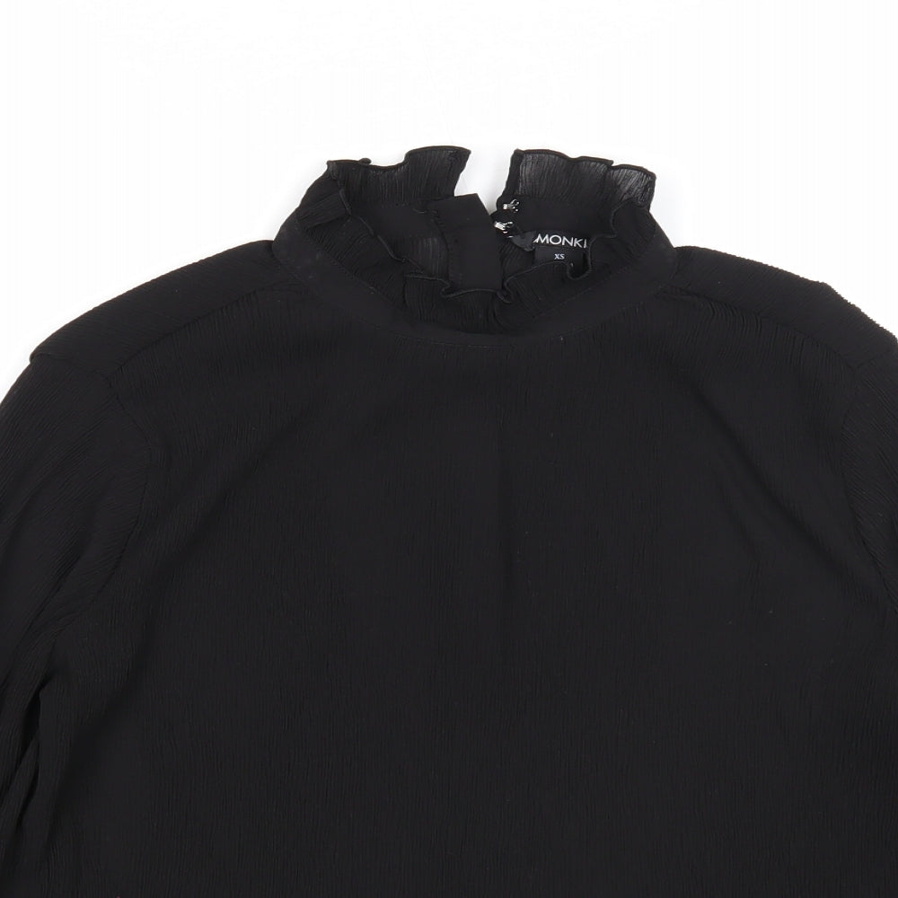 Monki Womens Black Polyester Basic Blouse Size XS Mock Neck