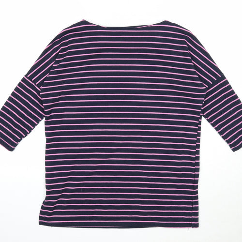 VERO MODA Womens Blue Round Neck Striped Cotton Pullover Jumper Size S