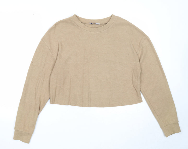 Zara Womens Beige Cotton Pullover Sweatshirt Size S Pullover