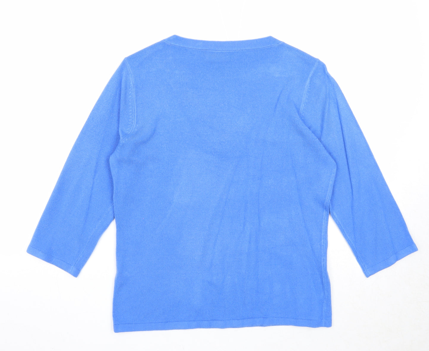 BHS Womens Blue V-Neck Acrylic Pullover Jumper Size 12