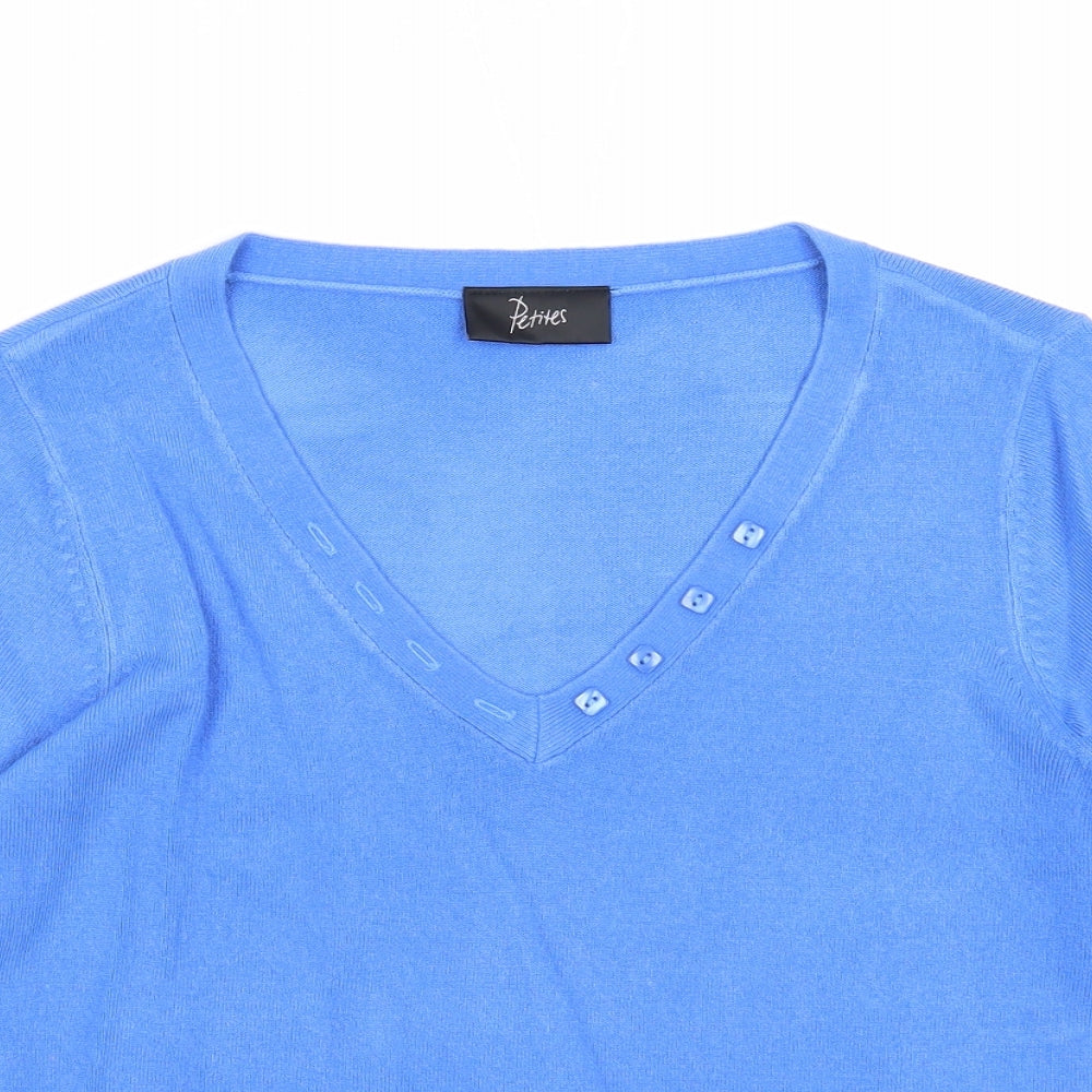 BHS Womens Blue V-Neck Acrylic Pullover Jumper Size 12