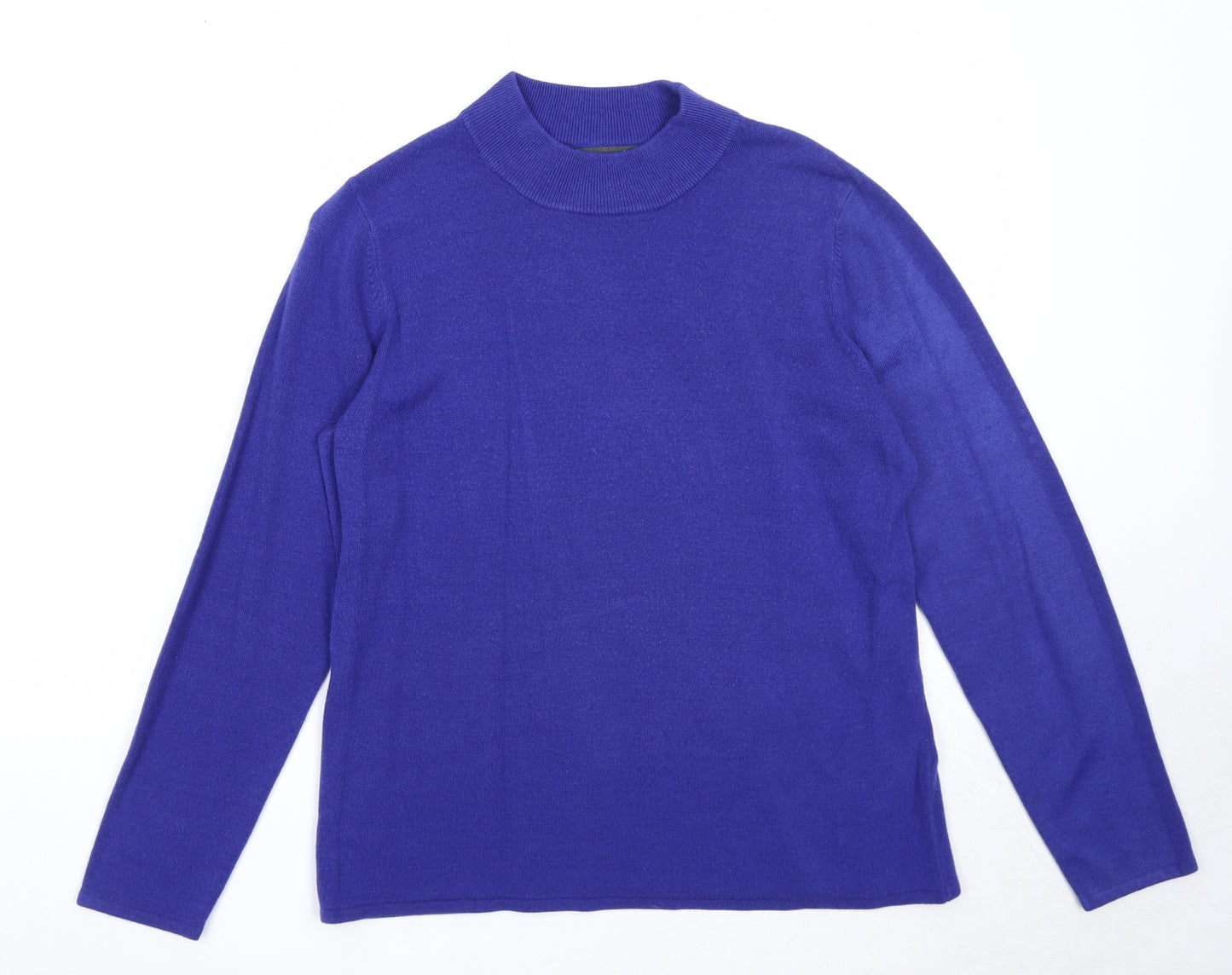 Bonmarché Womens Blue Round Neck Acrylic Pullover Jumper Size M