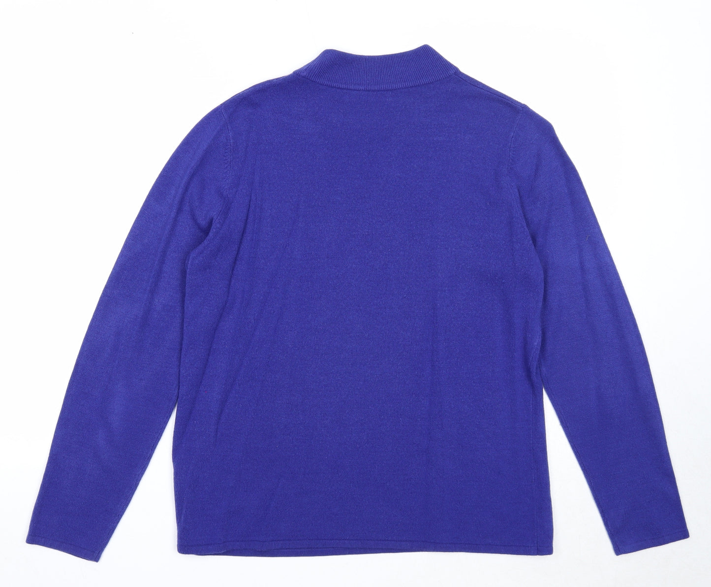 Bonmarché Womens Blue Round Neck Acrylic Pullover Jumper Size M