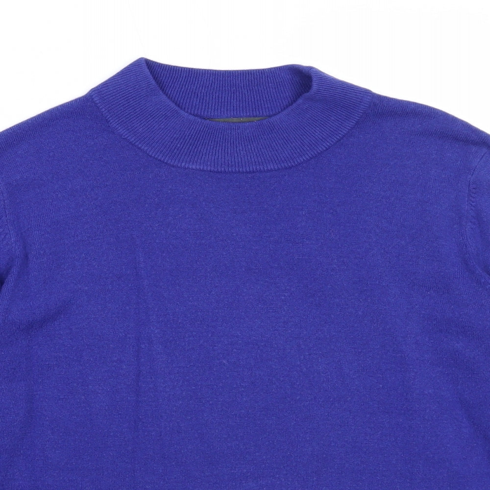 Bonmarché Womens Blue Round Neck Acrylic Pullover Jumper Size M