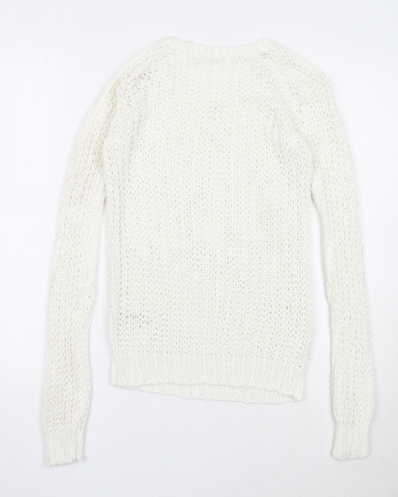 Dorothy Perkins Womens White Round Neck Acrylic Pullover Jumper Size 8