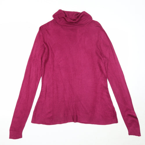 Love Knitwear Womens Purple Roll Neck Acrylic Pullover Jumper Size 10