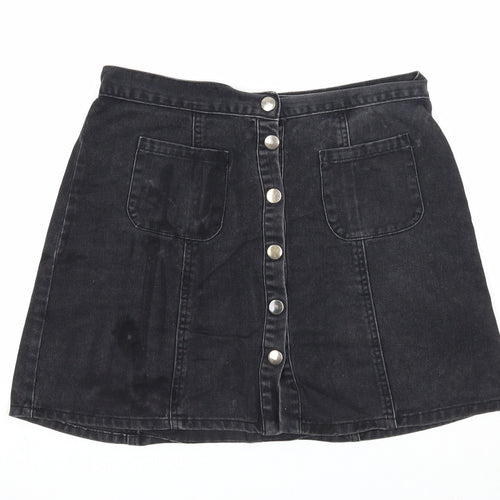 Cooperative Womens Black Cotton A-Line Skirt Size M Snap