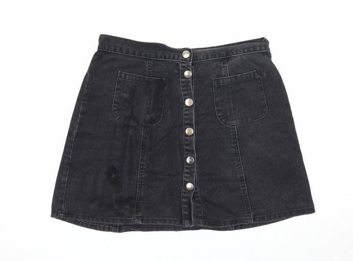 Cooperative Womens Black Cotton A-Line Skirt Size M Snap