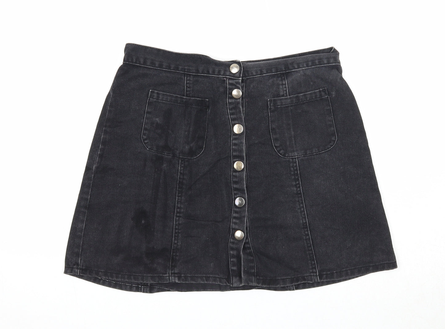 Cooperative Womens Black Cotton A-Line Skirt Size M Snap