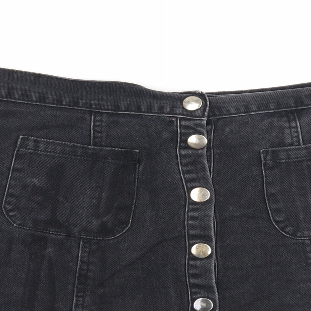 Cooperative Womens Black Cotton A-Line Skirt Size M Snap