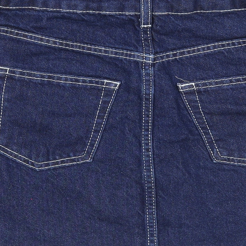 Topshop Womens Blue Cotton Mini Skirt Size 8 Zip
