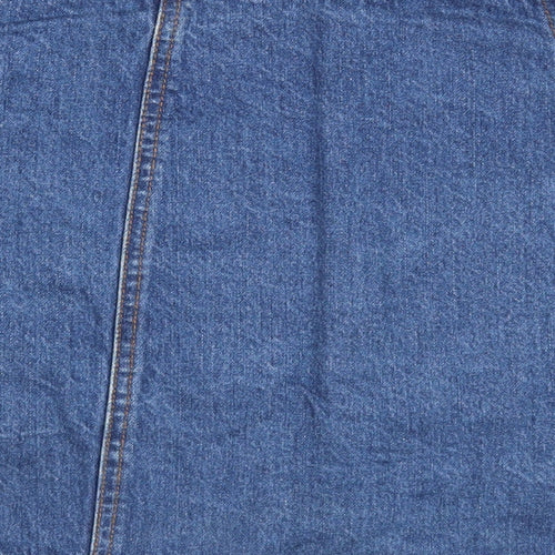 Cooperative Womens Blue Cotton A-Line Skirt Size S Button