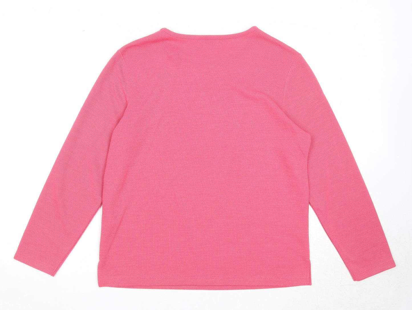 Bonmarché Womens Pink Round Neck Polyester Pullover Jumper Size S