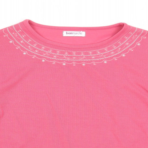 Bonmarché Womens Pink Round Neck Polyester Pullover Jumper Size S