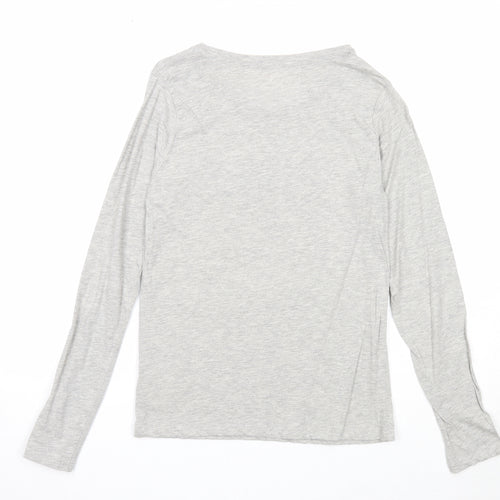 Monoprix Girls Grey Cotton Basic T-Shirt Size 14 Years Round Neck Pullover - Smile