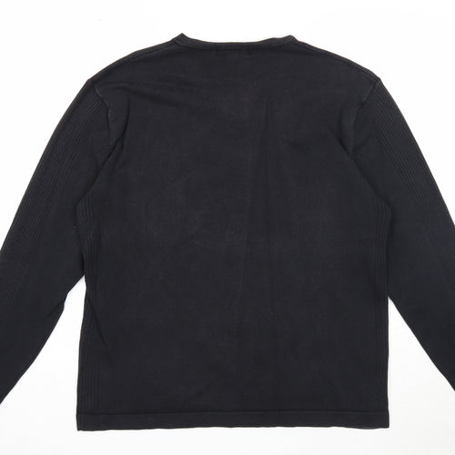 George Womens Black V-Neck Cotton Pullover Jumper Size M