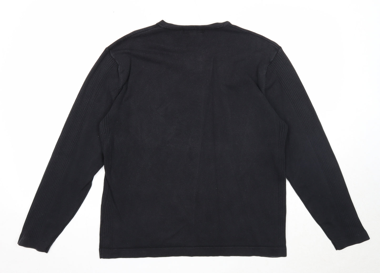 George Womens Black V-Neck Cotton Pullover Jumper Size M