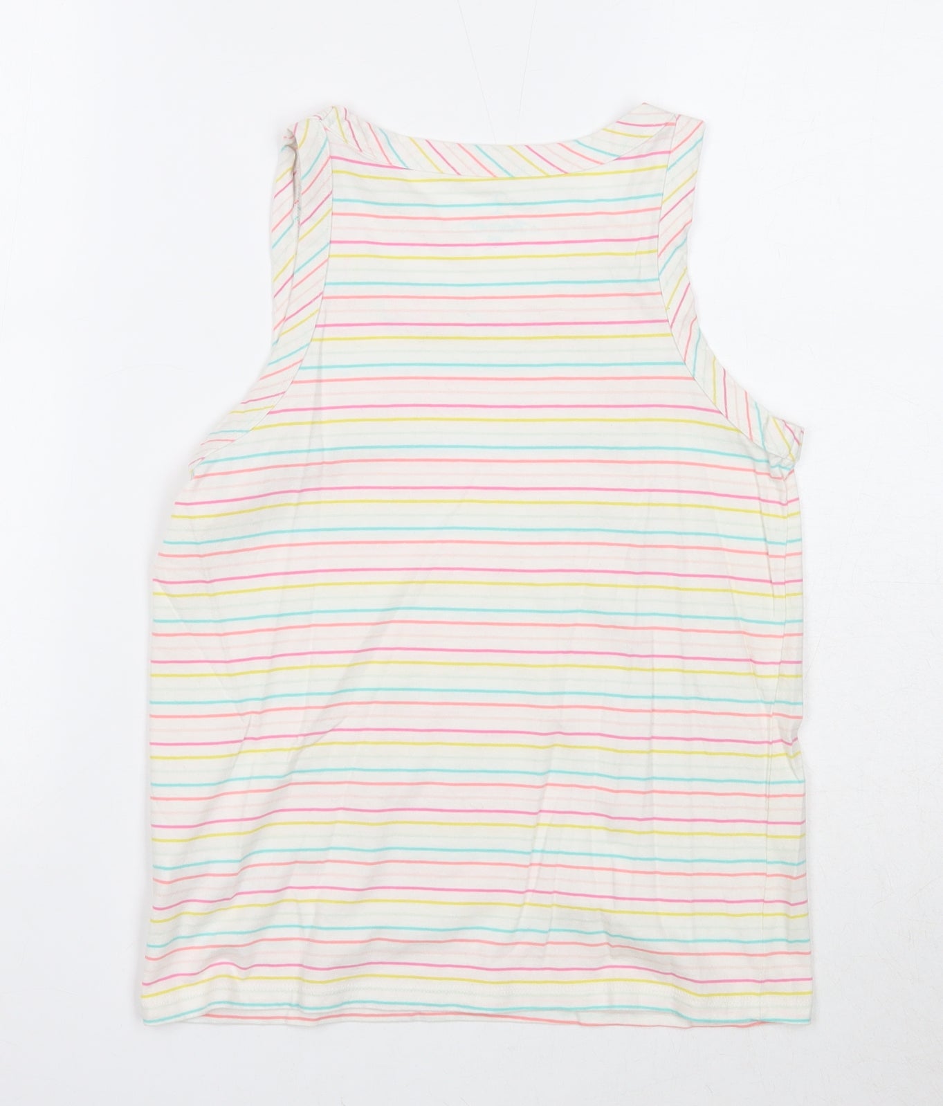 NEXT Girls Multicoloured Striped Cotton Basic Tank Size 12 Years Round Neck Pullover