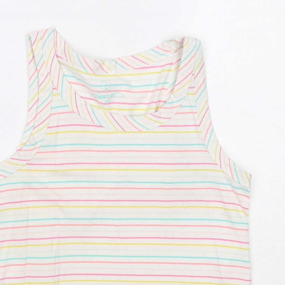 NEXT Girls Multicoloured Striped Cotton Basic Tank Size 12 Years Round Neck Pullover