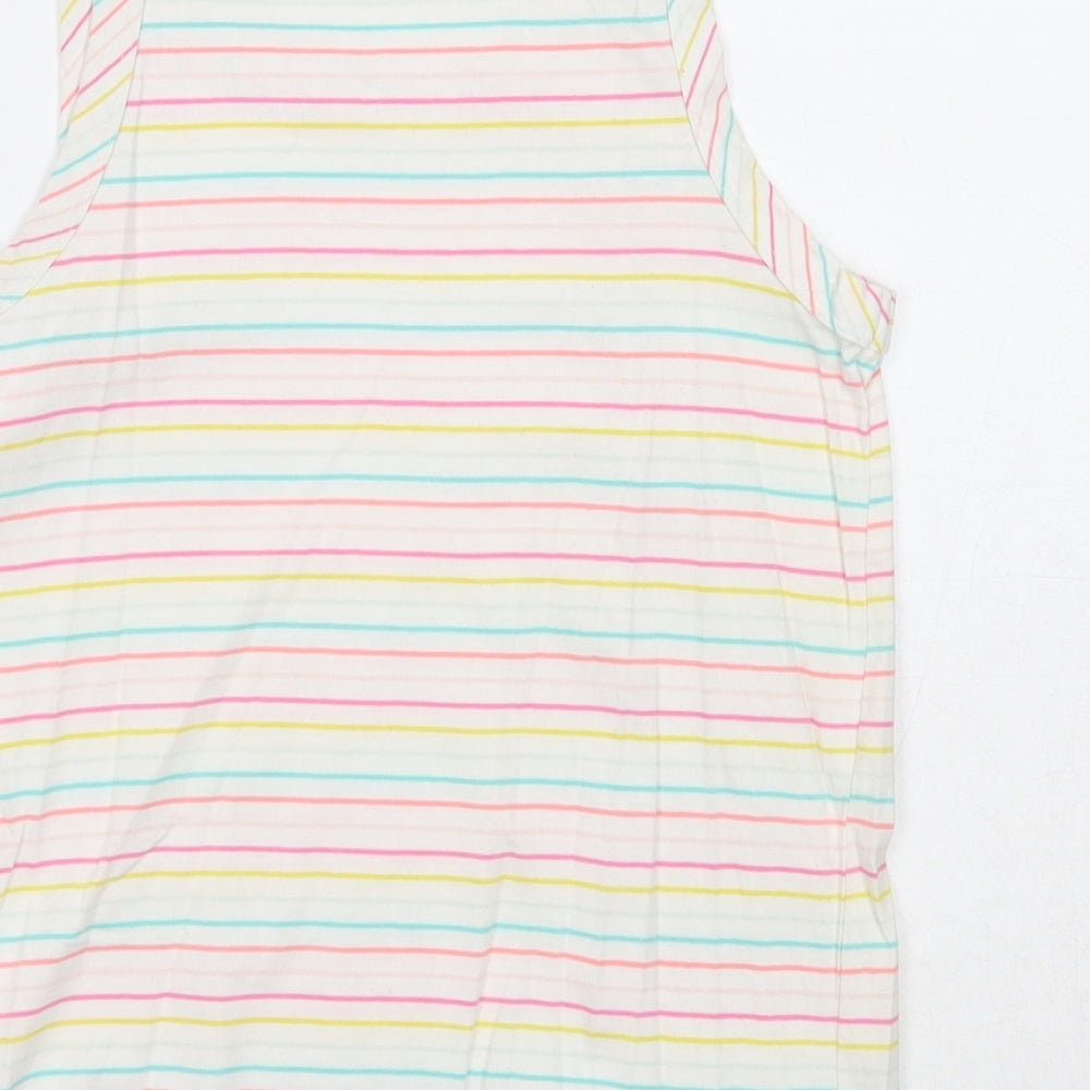 NEXT Girls Multicoloured Striped Cotton Basic Tank Size 12 Years Round Neck Pullover