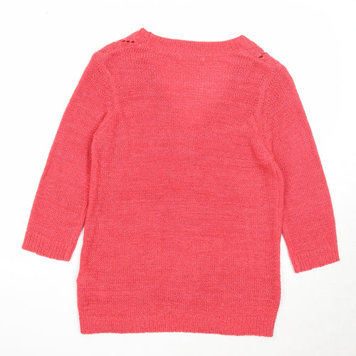 Marks and Spencer Womens Red V-Neck Acrylic Cardigan Jumper Size 10