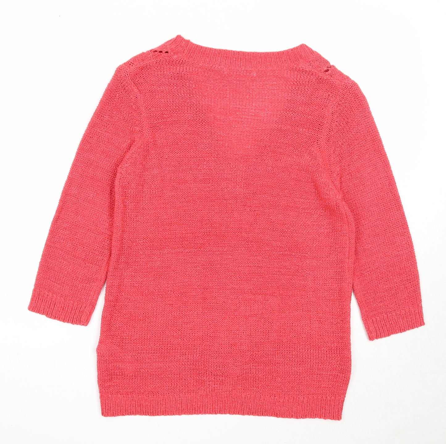 Marks and Spencer Womens Red V-Neck Acrylic Cardigan Jumper Size 10