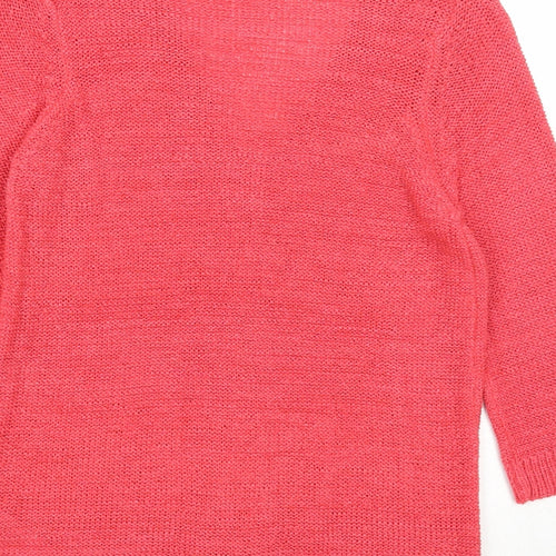 Marks and Spencer Womens Red V-Neck Acrylic Cardigan Jumper Size 10