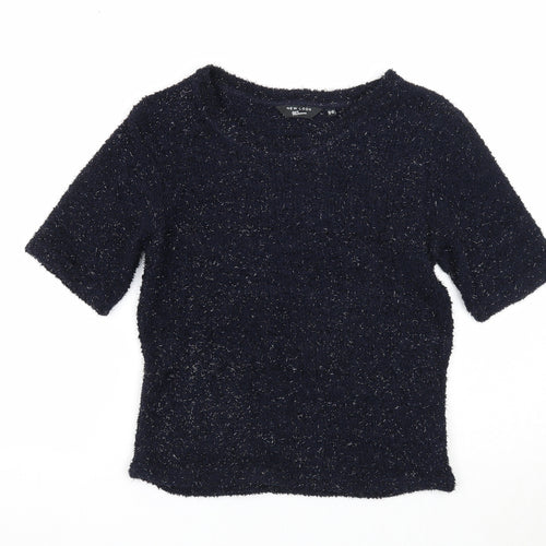 New Look Girls Blue Round Neck Geometric Polyester Pullover Jumper Size 12-13 Years Pullover